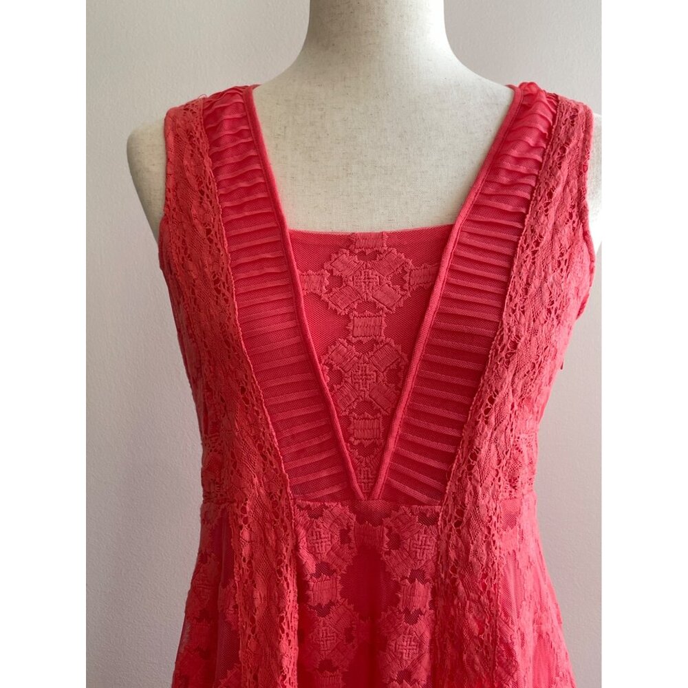 Sundance Lace Sleeveless Dress Womens 2 Coral Fit & Flare  Beach Cottagecore.